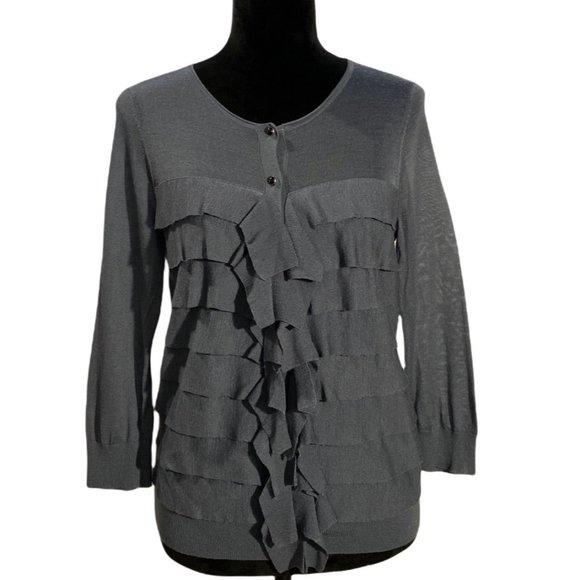 Ann Taylor Sweaters - Ann Taylor‎ S Cardigan Sweater Solid Dusty Blue Color Button Down Front 3/4 SL